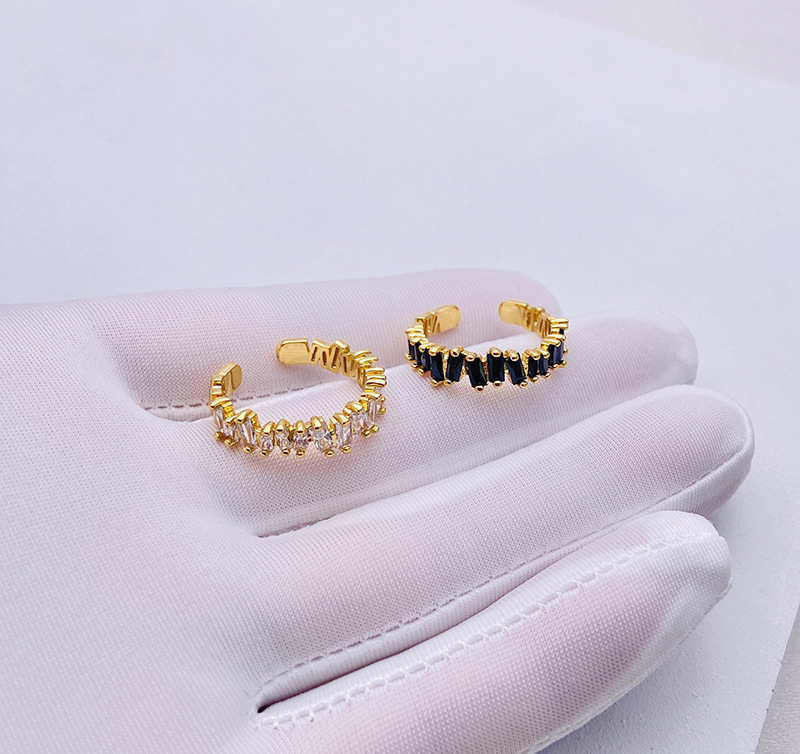 Inlay Design Fashion Geometric Copper Inlay Zircon Open Ring