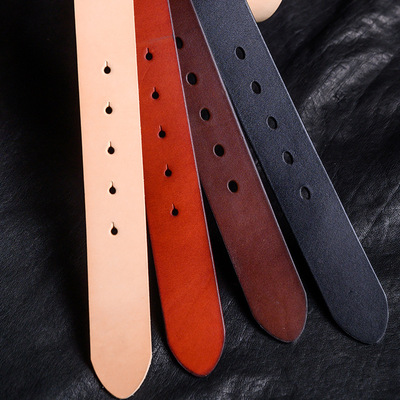 植鞣美鞍皮带条头层牛皮针扣腰带男带身不带头树膏牛皮裤带条3.8|ms