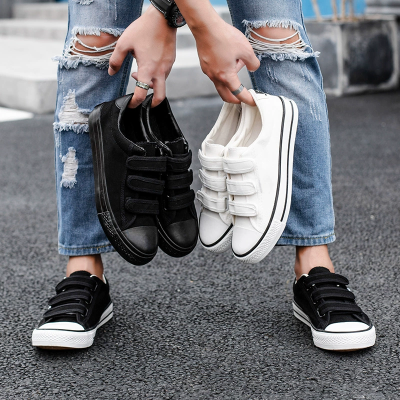 2020 Весенняя Студенческая Мужская парусиновая обувь, мужская обувь на липучке, ленивые туфли, Повседневные Дышащие Кроссовки для студентов средней школы