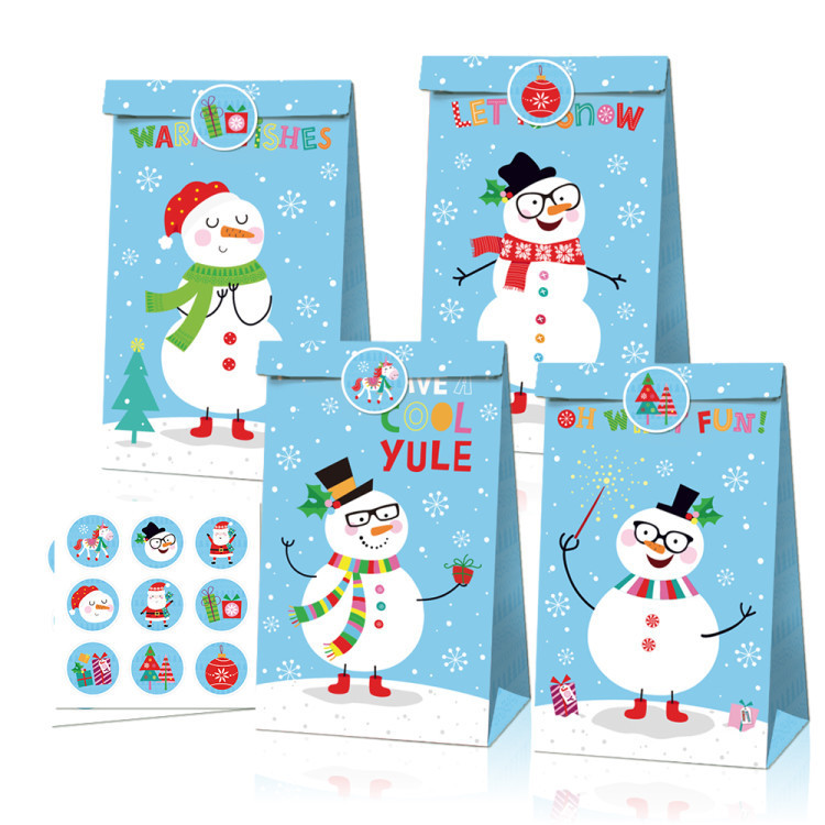LB049特价引流 圣诞节雪人礼品包装糖果礼物派对纸袋牛皮纸袋