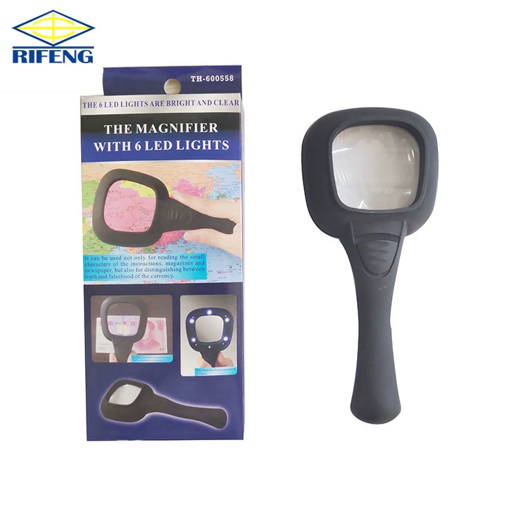 Производитель в наличии 5 светодиодных фонарей ручное увеличительное стекло 65 мм3 раз УФ-лампа детектора денег HD Высокая мощность для чтения через границу