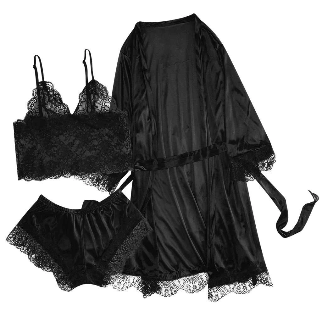 (Cross-border trading), lace underwear, set, bathrobe, 3 piece set, lifting effect