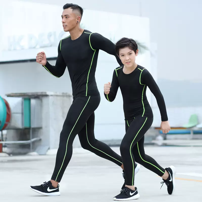 儿童紧身衣训练服快干衣男童秋冬篮球足球打底运动健身服套装学生