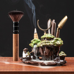 Creative Tea Ceremony Six Gentlemen Tea Clamp Set Tea Knife Black Sandalwood Kung Fu Tea Set Accessories Ceramic Tea Cylinder Backflow Incense Burner