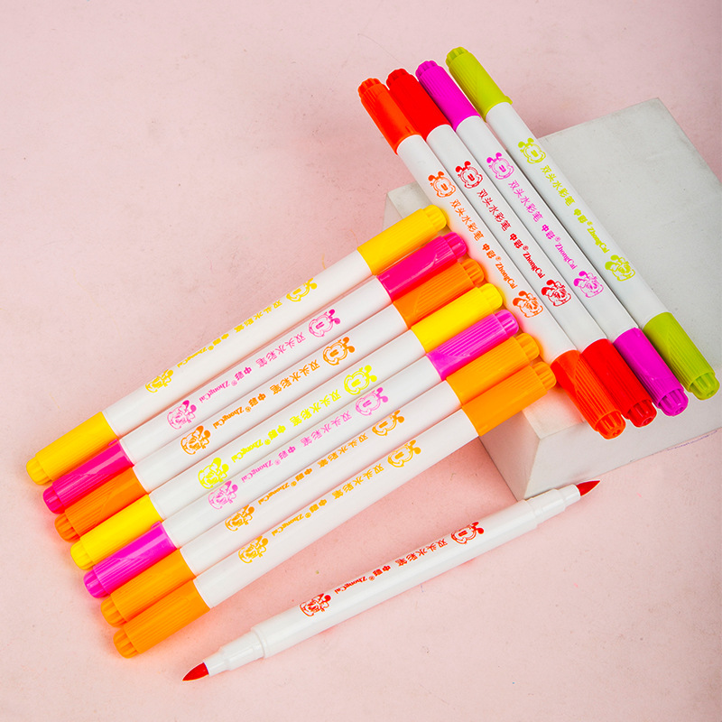 Zhongcai 218 de doble cabeza de acuarela pluma suave pluma de color pluma + gancho pluma Multi-propósito niños materiales de pintura