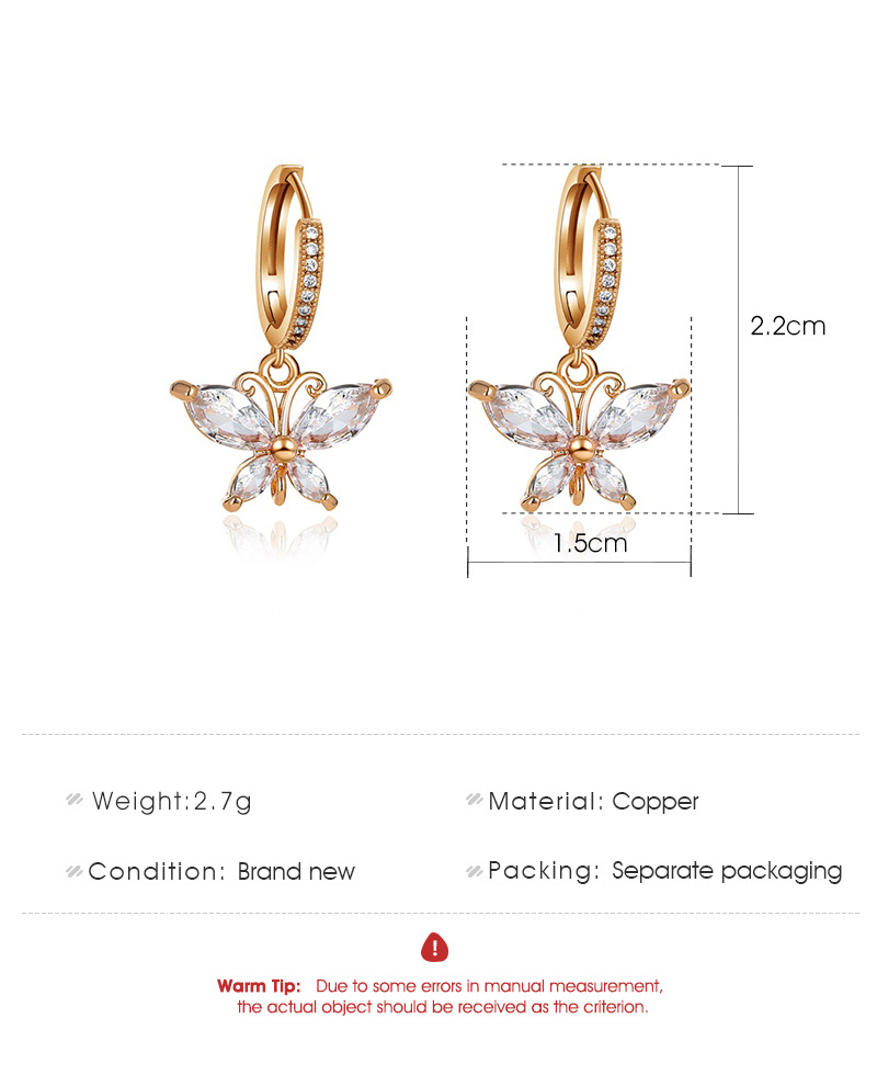 Fashion Butterfly Plating Copper Artificial Gemstones Earrings display picture 1