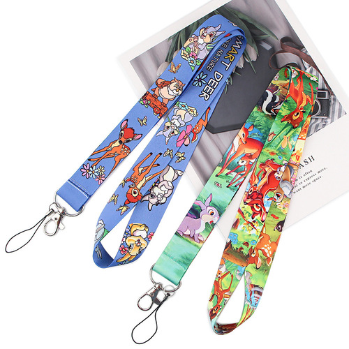 Cartoon cute deer mobile phone lanyard multi-color ID card U disk tag lanyard hanging neck key anti-lost jewelry