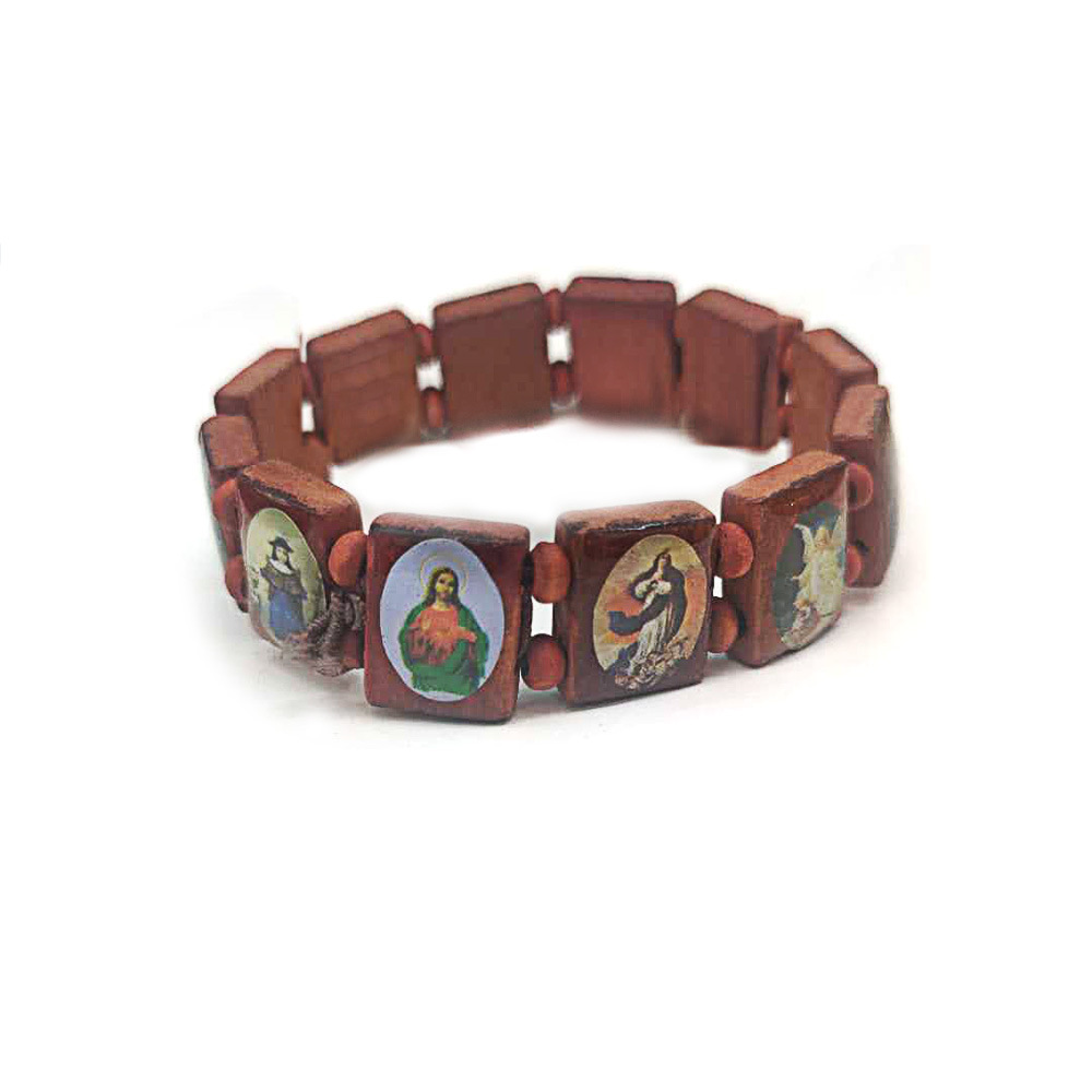 Retro Square Wood Printing Unisex Bracelets 1 Piece display picture 5