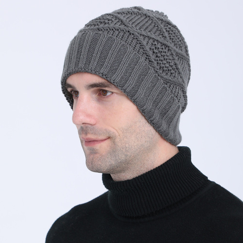 New Knitted Beanie for Men and Women, Cross-Border, Western Style, Autumn/Winter Patterned Diamond Knit Warm Cycling Ear Hat