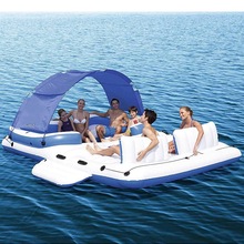 厂家现货充气海岛 海洋乐园躺椅水上浮排 遮阳漂浮休息水排批发