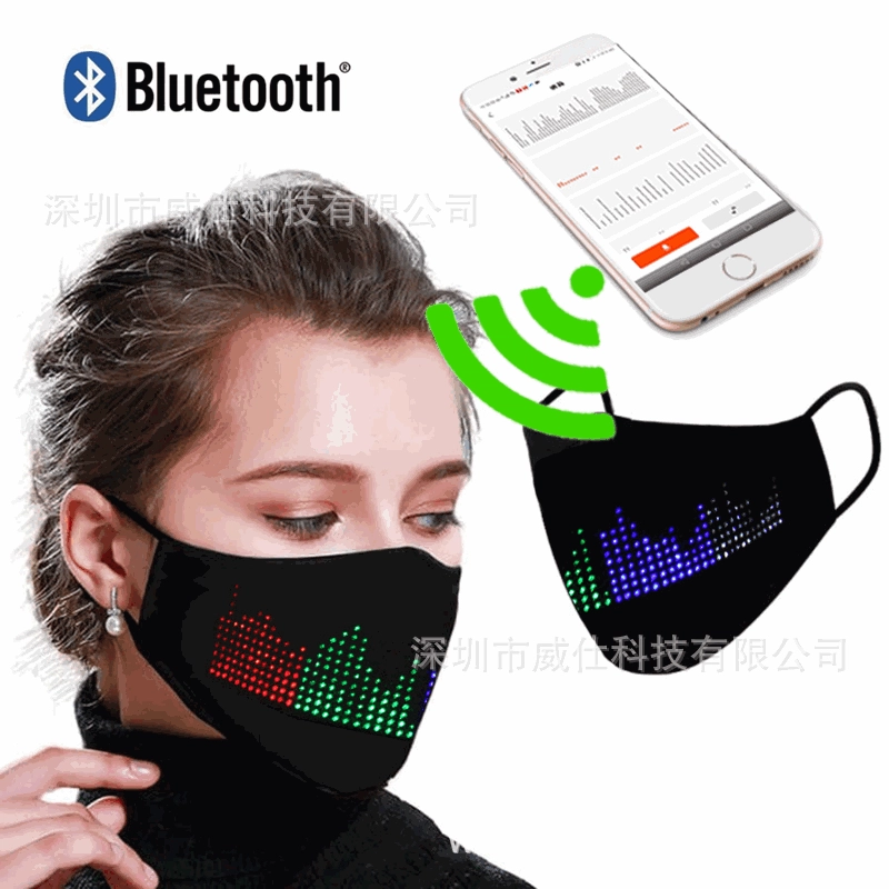 Трансграничный Бестселлер светодиодный дисплей Светящаяся маска Bluetooth-соединение редактируемое управление приложением умная маска