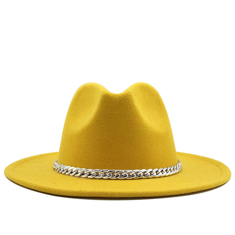 Retro Solid Color Metal Chain Woolen Top Hat display picture 8