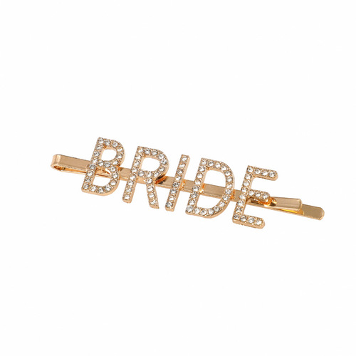 Kashitong European and American alloy rhinestone letter hairpin bride bride one-word clip side clip wedding headdress hair accessories