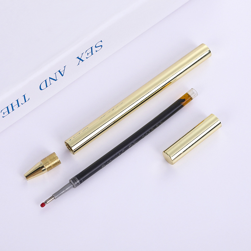 Suministro directo de fábrica pluma firma de latón galvanoplastia aro de oro palo negocio del grano pluma suministros de oficina pluma de metal letras personalización