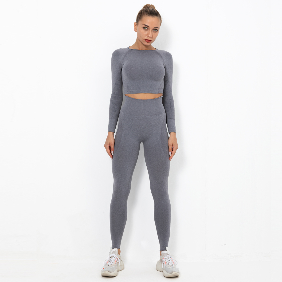 seamless knittedtight elastic hip fitness sports suit NSLX9030