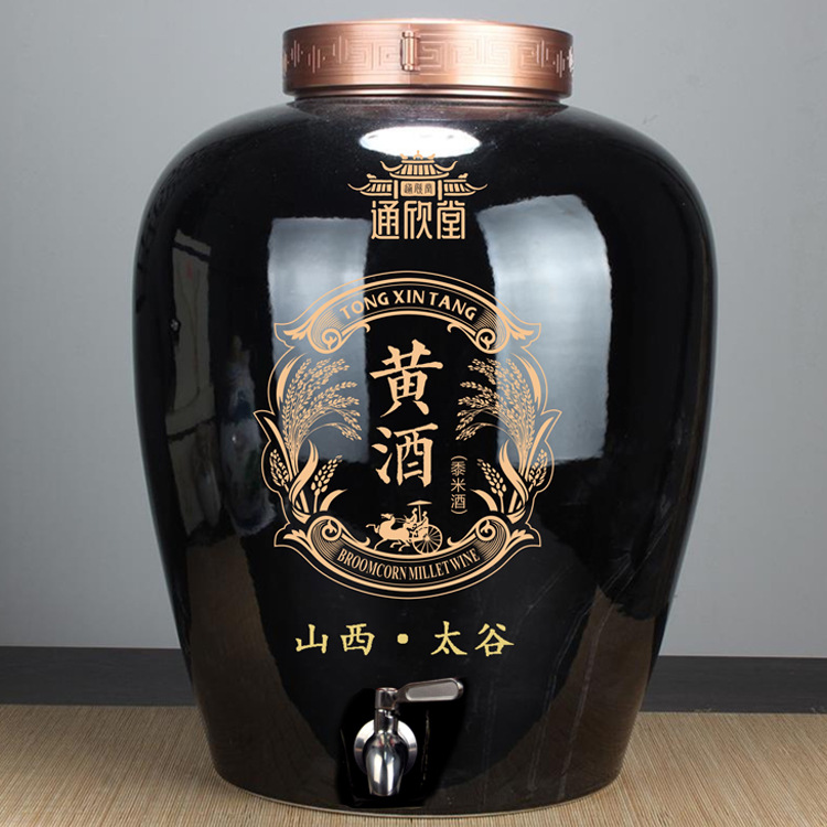 陶瓷酒坛10斤装定制含高分子盖和304不锈钢水龙头