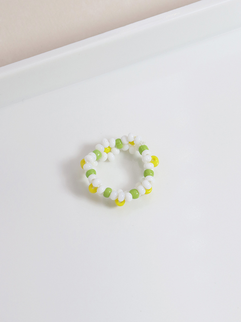 New  Rice Bead Braided Alloy Ring Hot Sale display picture 4