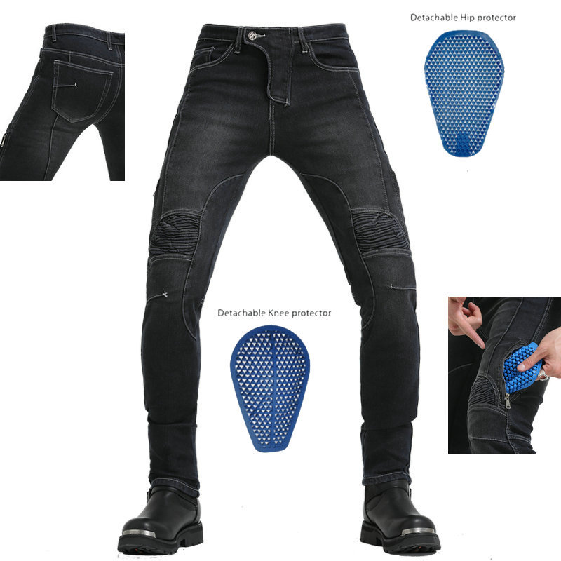 Directo de fábrica pantalones vaqueros de la motocicleta de los hombres Slim stretch pantalones de la motocicleta que montan off-road racing pantalones anti-caída