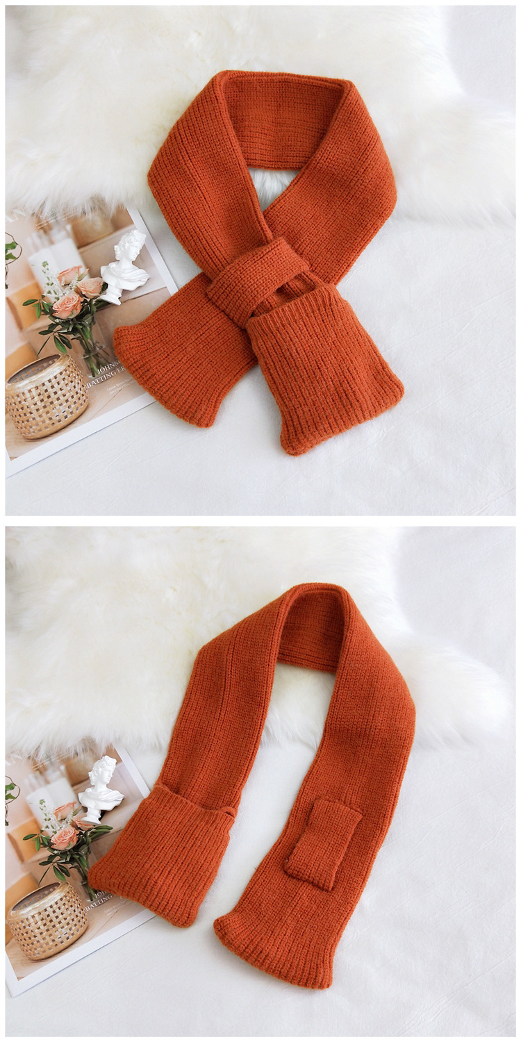 Bags Pure Color Cross Socket Knitted Wool Scarf display picture 8