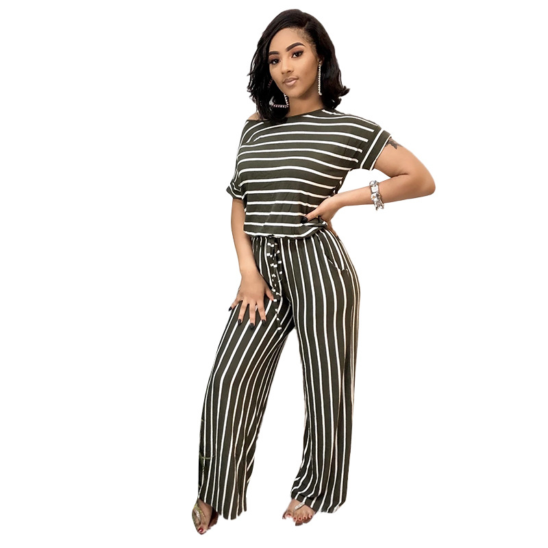 Sexy Stripe Polyester Rib-knit Jumpsuits display picture 2