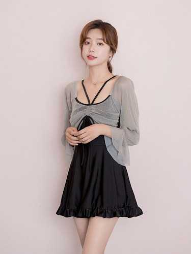 Hot spring swimsuit for women  new one-piece slimming belly-covering Korean ins small breast push-up boxer swimsuit for women