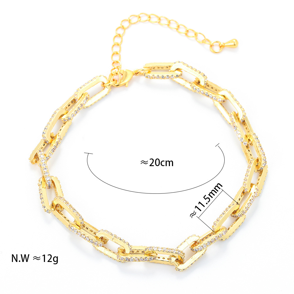 12g Weight Bracelets Classification Anniversary, Business, Travel Occasion Copper Material Geometric Pattern Unisex Gender Plating Design Fashion Style Fashion Geometric Full Diamond Zircon Copper Bracelet Sets 14
