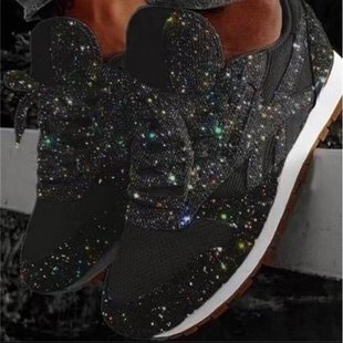 Sports casual shoes 2020 Autumn new sequined platform heel breathable rhinestone platform student plus size foreign trade women's shoes