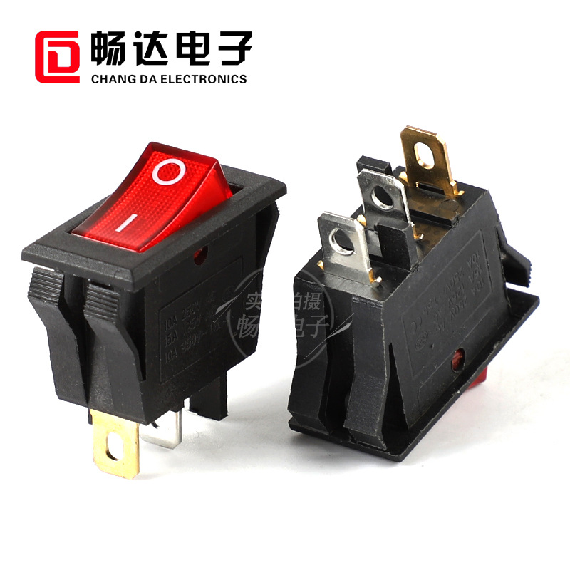 供应KCD3船型开关2脚3脚两档三档带灯翘板开关防水船形开关