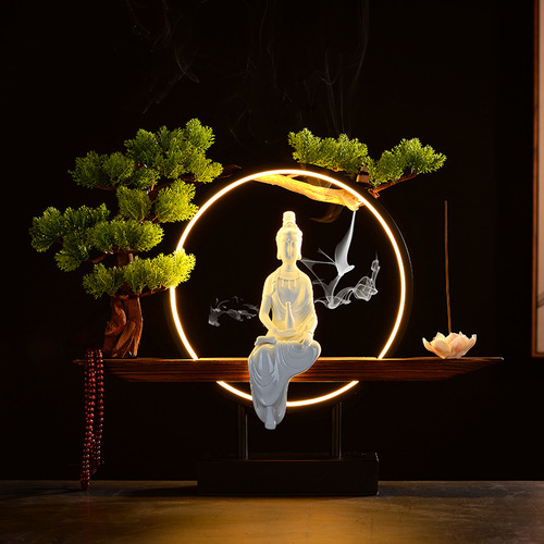 New Chinese style Guanyin Buddha statue ceramic Zen living room decorations entrance hall home accessories desk backflow incense crafts
