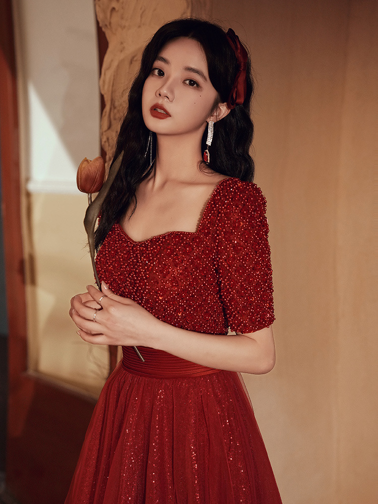 Burgundy elegant evening dress