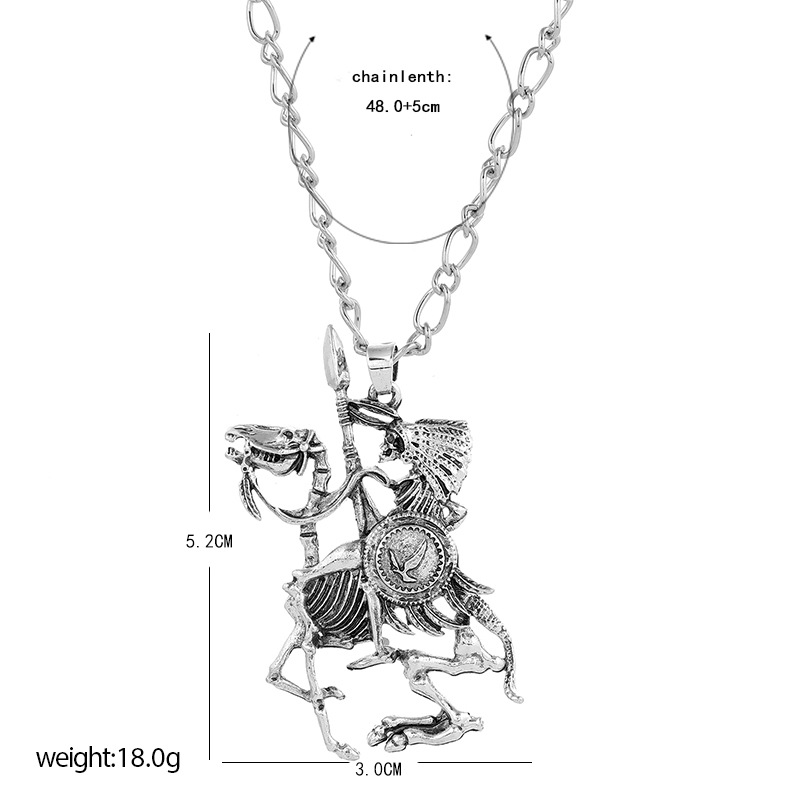 Retro Coole Geometrische Halskette Schädel Krieger Kamel Halskette display picture 1