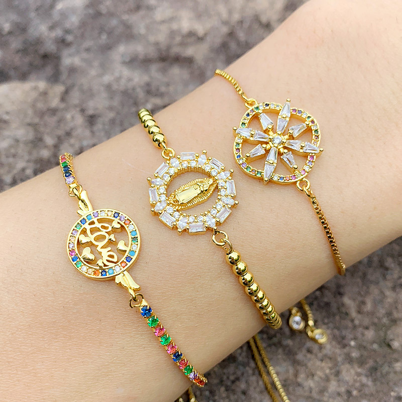 New  Love Letters Exaggerated Bracelet Women Wholesale Madonna Six-pointed Star Bracelet Fashion Colorful Zircon Bracelet display picture 5