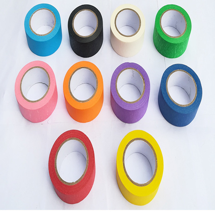 彩色纸胶带 彩色美纹纸标识胶带 红黑蓝绿黄色皱纹纸遮蔽标识胶带