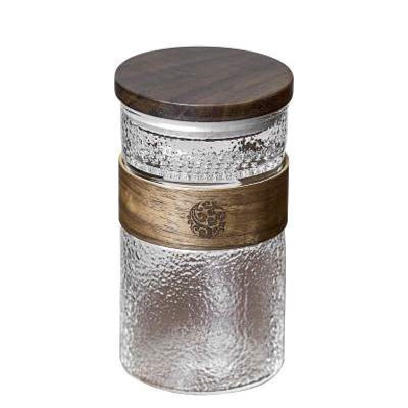 Vidrio resistente al calor taza de agua cubierta de madera taza de té verde patrón de martillo separación de té con tapa filtro Oficina taza de té taza de agua caliente