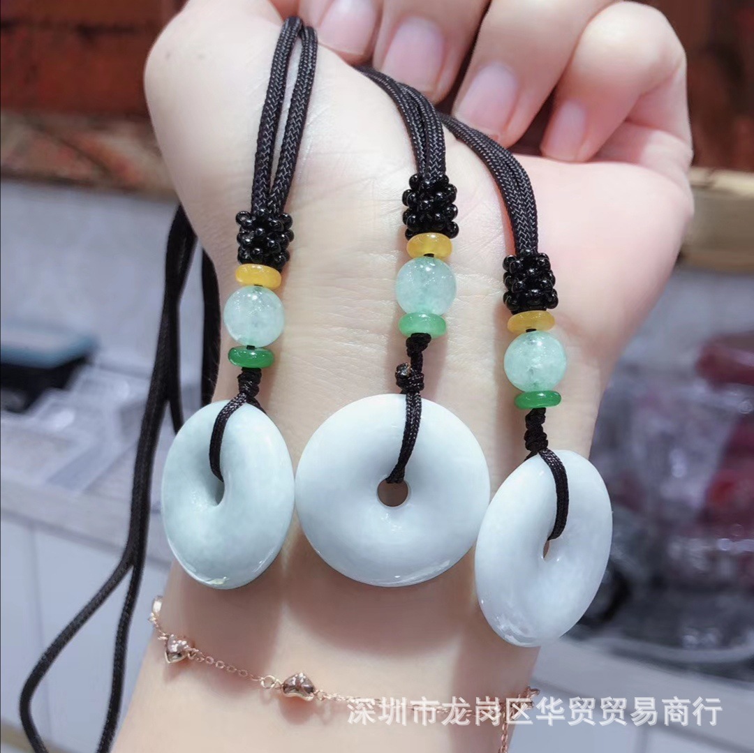 天然翡翠平安扣 DIY玉石吊坠项链配件批发 夏季金店活动引流礼品