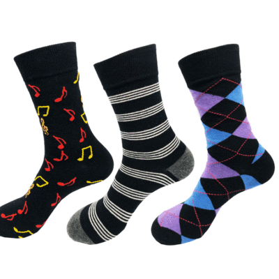 2021换季秋冬新款条纹中筒筒袜 纯棉抗菌防臭袜子 中厚印花商务袜