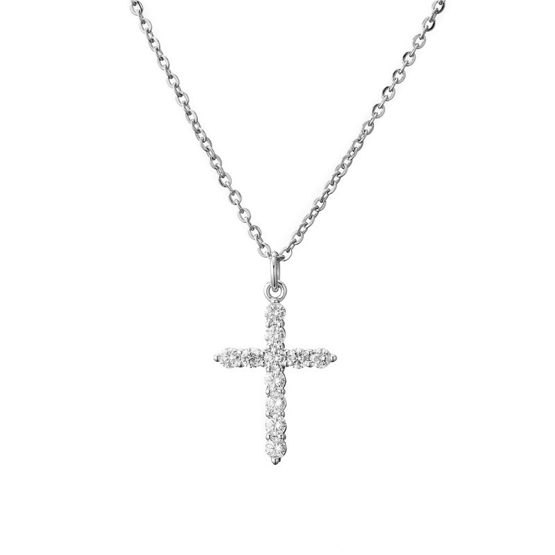 Simple Cross Pendant Preserving Electroplated Copper Micro-inlaid Zircon Necklace display picture 4