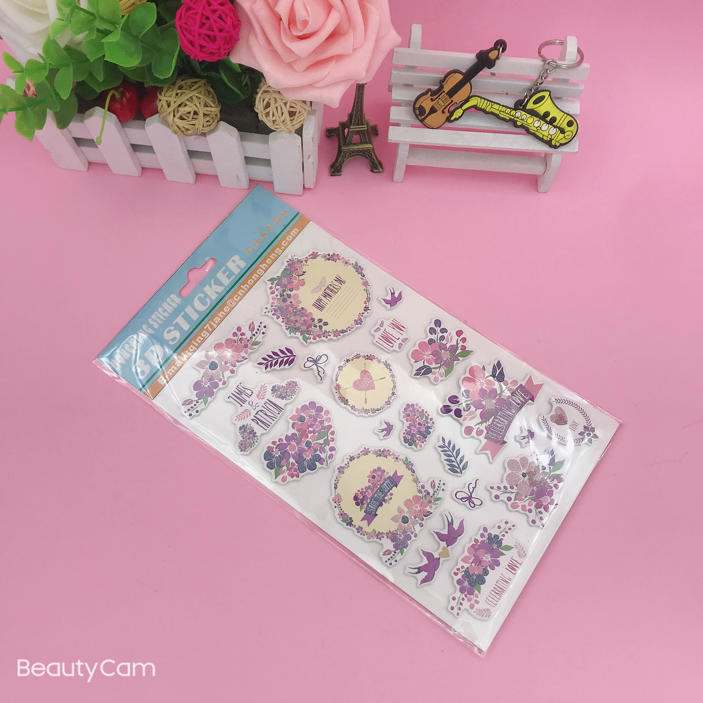 可定制汽车EVA3D 4色印刷卡通图案装饰贴EVA金粉贴EVA