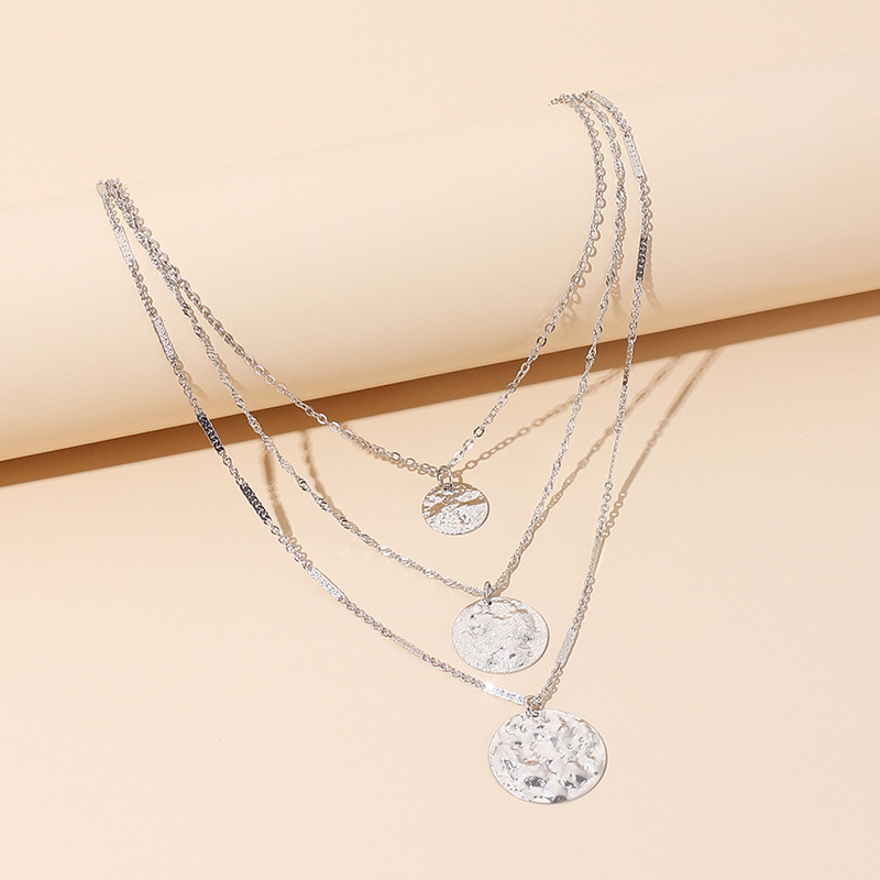 10g Weight Necklace Classification Wedding, Travel Occasion Women'S Gender Gold, Silver Color Multi-layer  Metal Sequined  Necklace 2