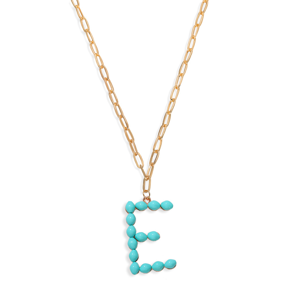 Étoile Sauvage Perle Lettre Long Pendentif Collier Simple Turquoise Perles Rondes Accessoires À La Mode En Gros Nihaojewelry display picture 25