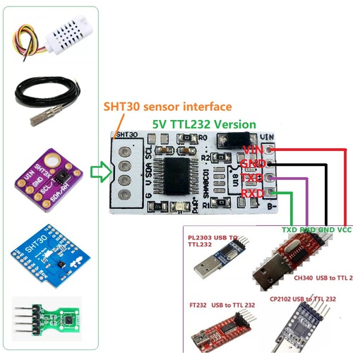 SHT30 Temperature and Humidity Sensor RS485 Bus Modbus RTU Module SHA8C01
