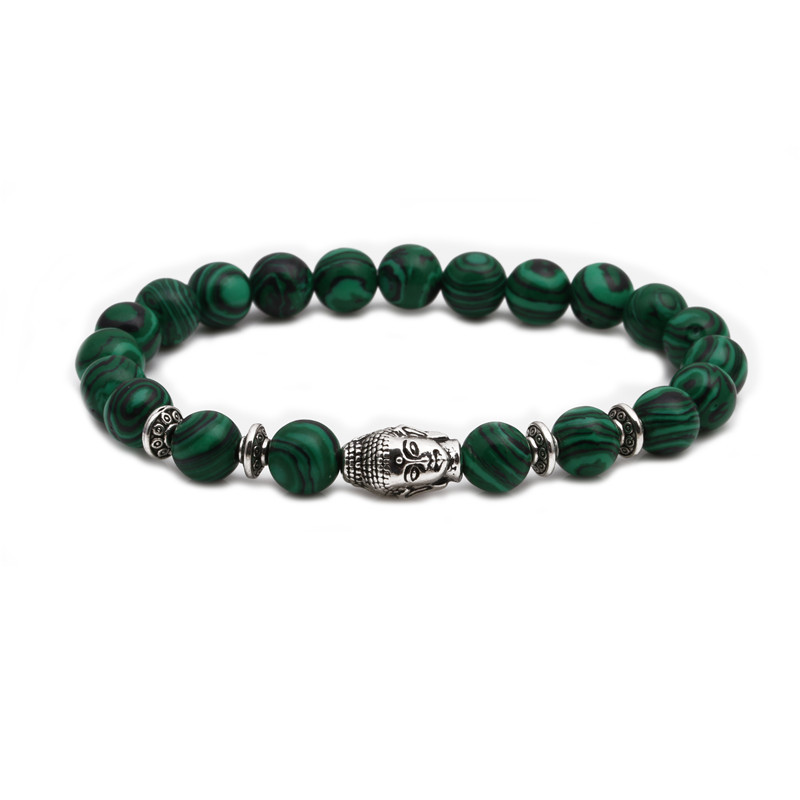 Malachite Owl Buddha Head Elbow Set Bracelet Lion Head Elephant Beaded Bracelet display picture 4