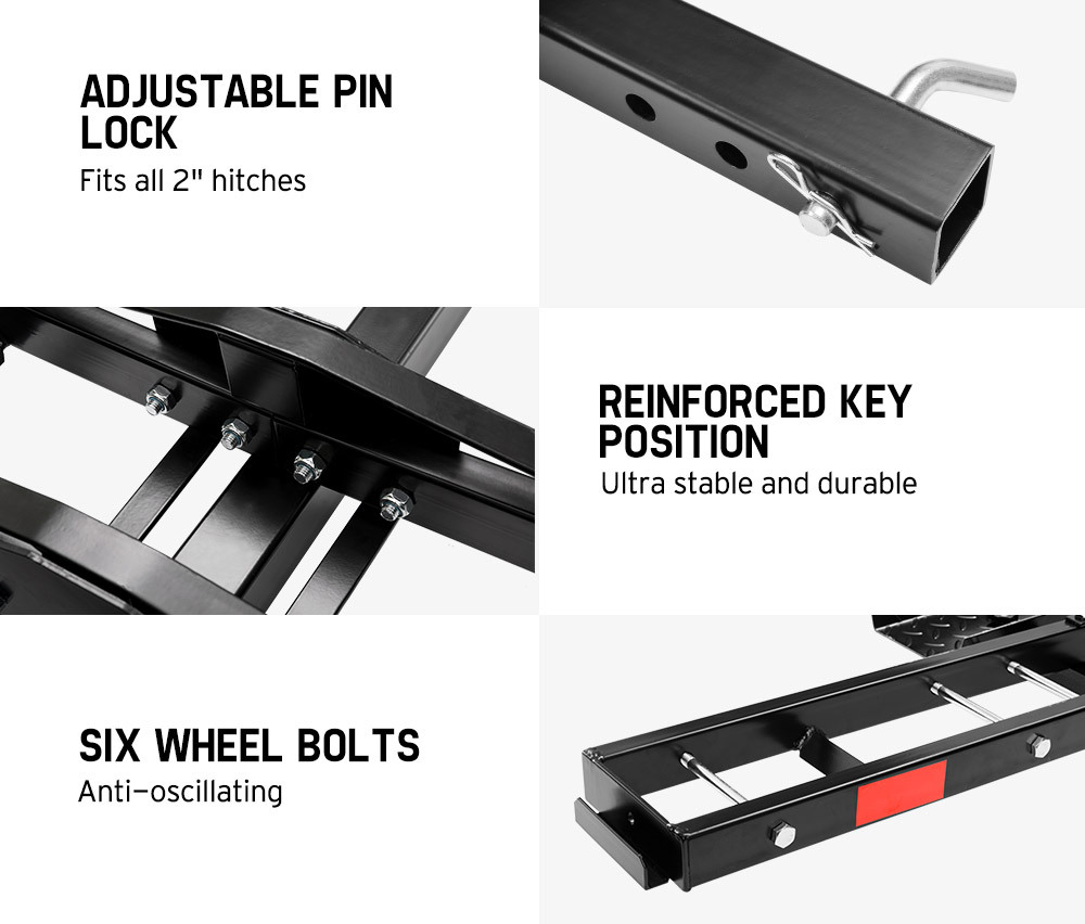 Soporte de carga 227kg con bloque de rueda con varilla fija al aire libre titular de la motocicleta cola del coche marco de la motocicleta