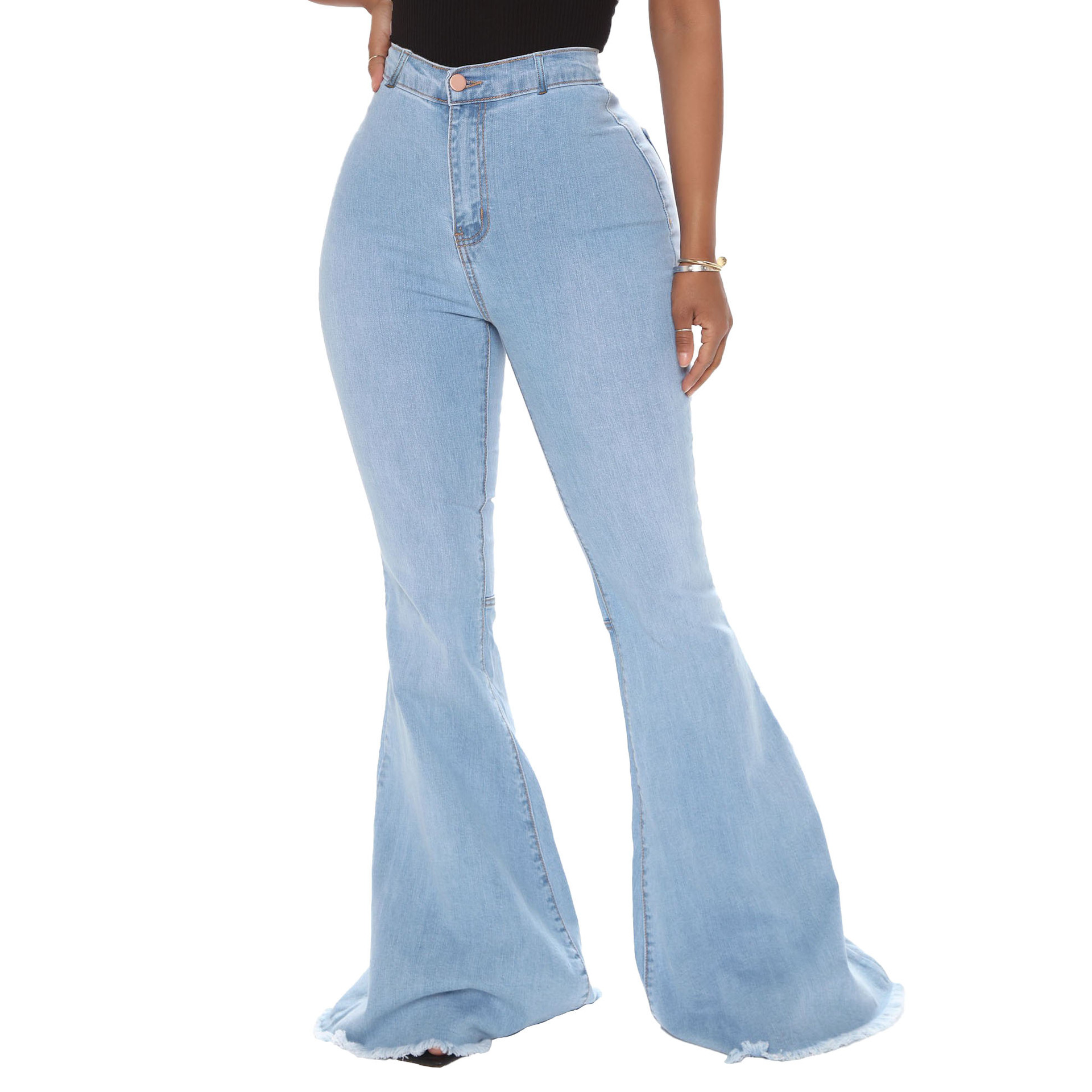 High-Waist All-Match Slim Stretch Flared Jeans NSSF64726