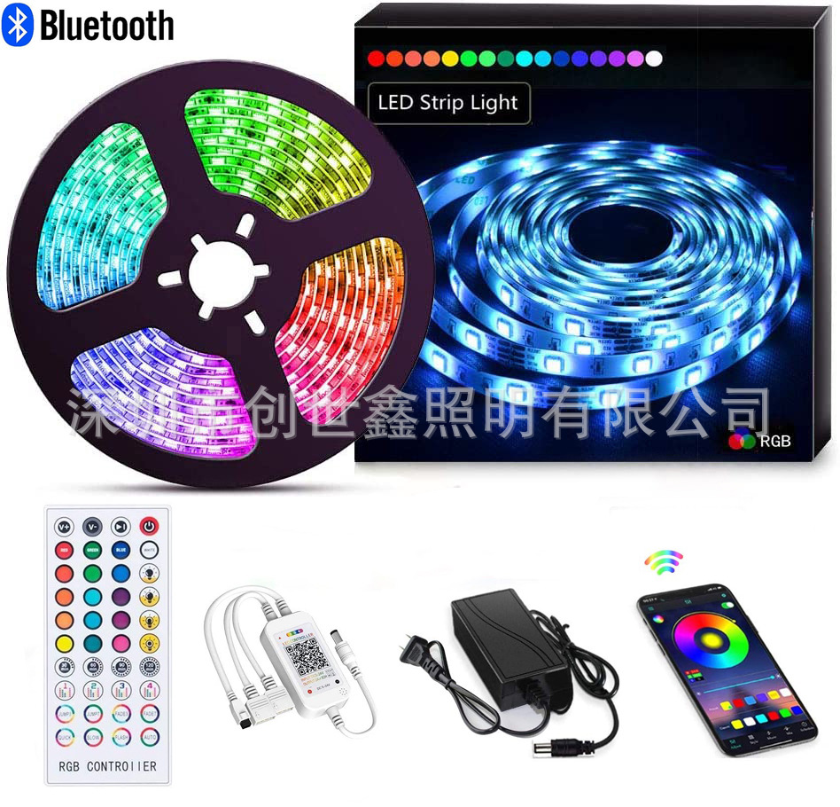 新款蓝牙音乐灯带套装40键遥控器5050七彩10米300灯滴胶防水|ms