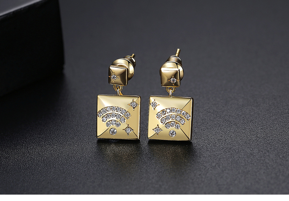 Fashion Gold Copper Inlaid Zircon Earrings display picture 1