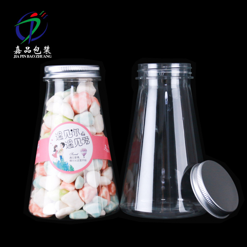 批发pet透明塑料瓶糖果溶豆密封罐铝盖山东厂家