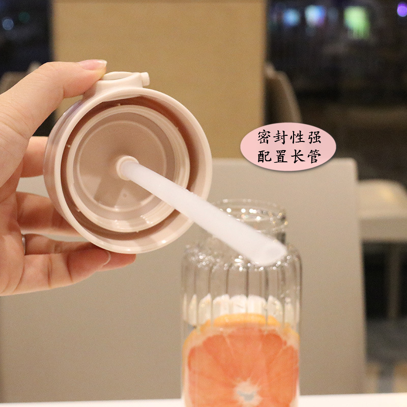 Simple Pop-lid Glass Heat-resistant Large-capacity Straw Cup For Pregnant Women Casual Trend Drinking Cup display picture 9