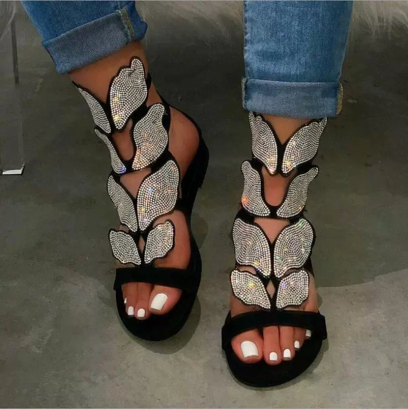 Новый браслет со стразами для женщин, женские сандалии на открытом воздухе