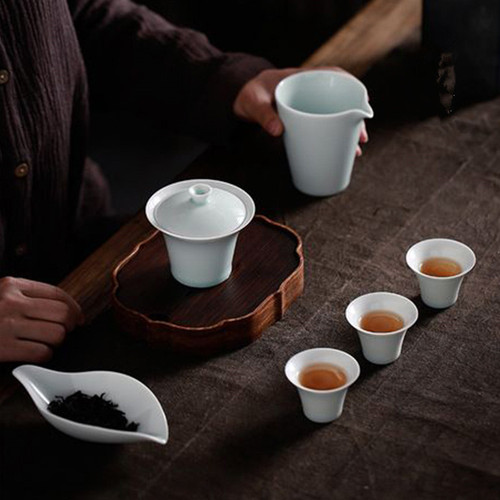 Handmade ceramic tea lotus small fresh tea solid color tea spoon special tea shovel Liuzijun tea ceremony accessories